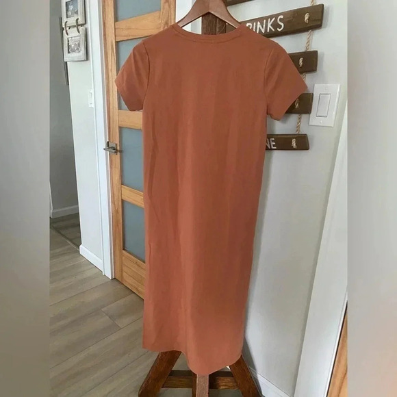 Banana Republic Terracotta T-Shirt Midi Casual Dress Side Slits Women's XS NWT - Picture 3 of 8
